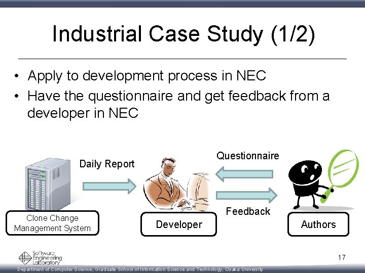 Industrial Case Study (1/2) • Apply to development process in NEC • Have the