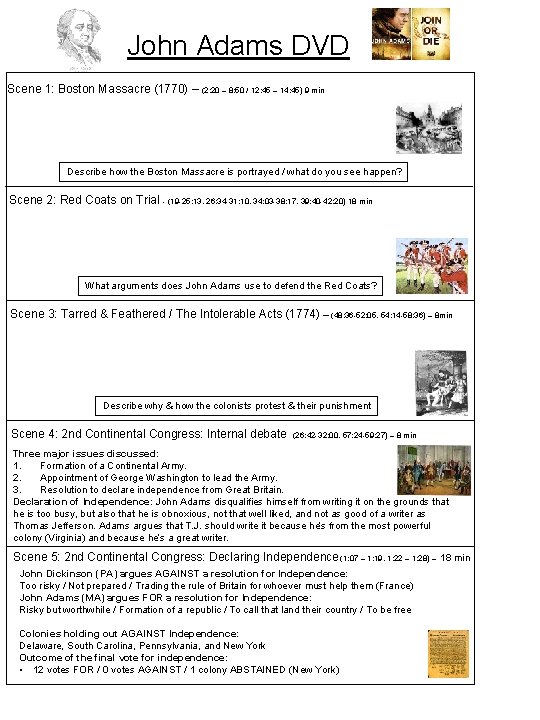 John Adams DVD Scene 1: Boston Massacre (1770) – (2: 20 – 8: 50