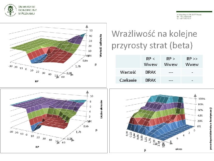 Wrażliwość na kolejne przyrosty strat (beta) RP < Wwew RP >> Wwew Wartość BRAK