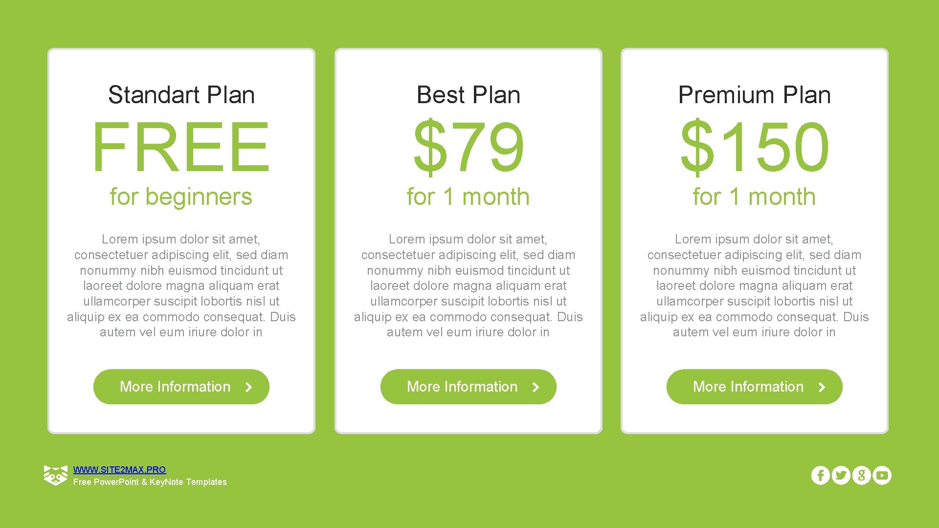 Standart Plan Best Plan Premium Plan FREE for beginners $79 for 1 month $150