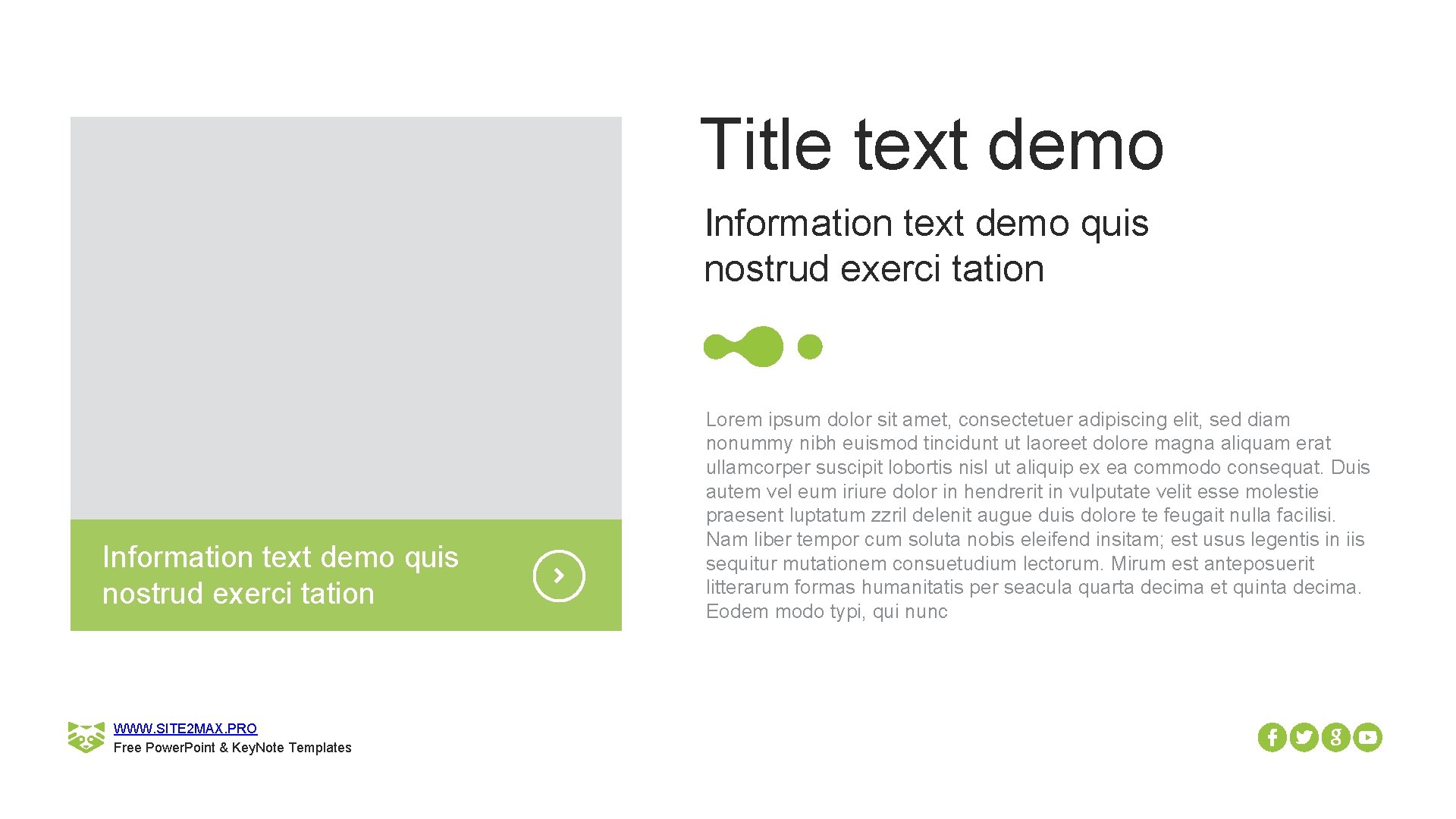 Title text demo Information text demo quis nostrud exerci tation WWW. SITE 2 MAX.