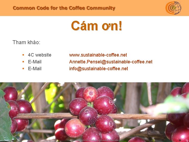 Cám ơn! Tham khảo: § 4 C website § E-Mail www. sustainable-coffee. net Annette.