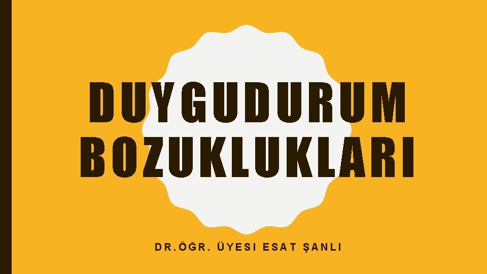 DUYGUDURUM BOZUKLUKLARI DR. ÖĞR. ÜYESI ESAT ŞANLI 