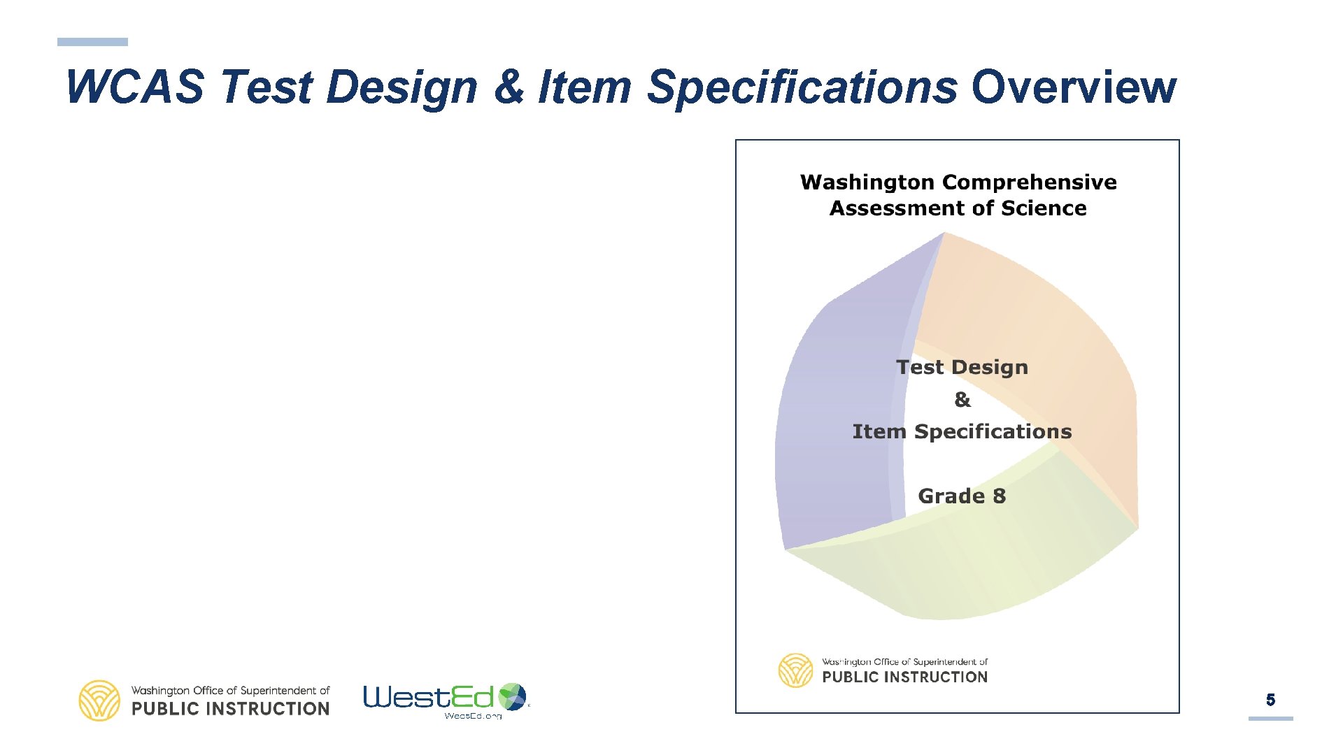 WCAS Test Design & Item Specifications Overview This document includes: • Purpose • Structure