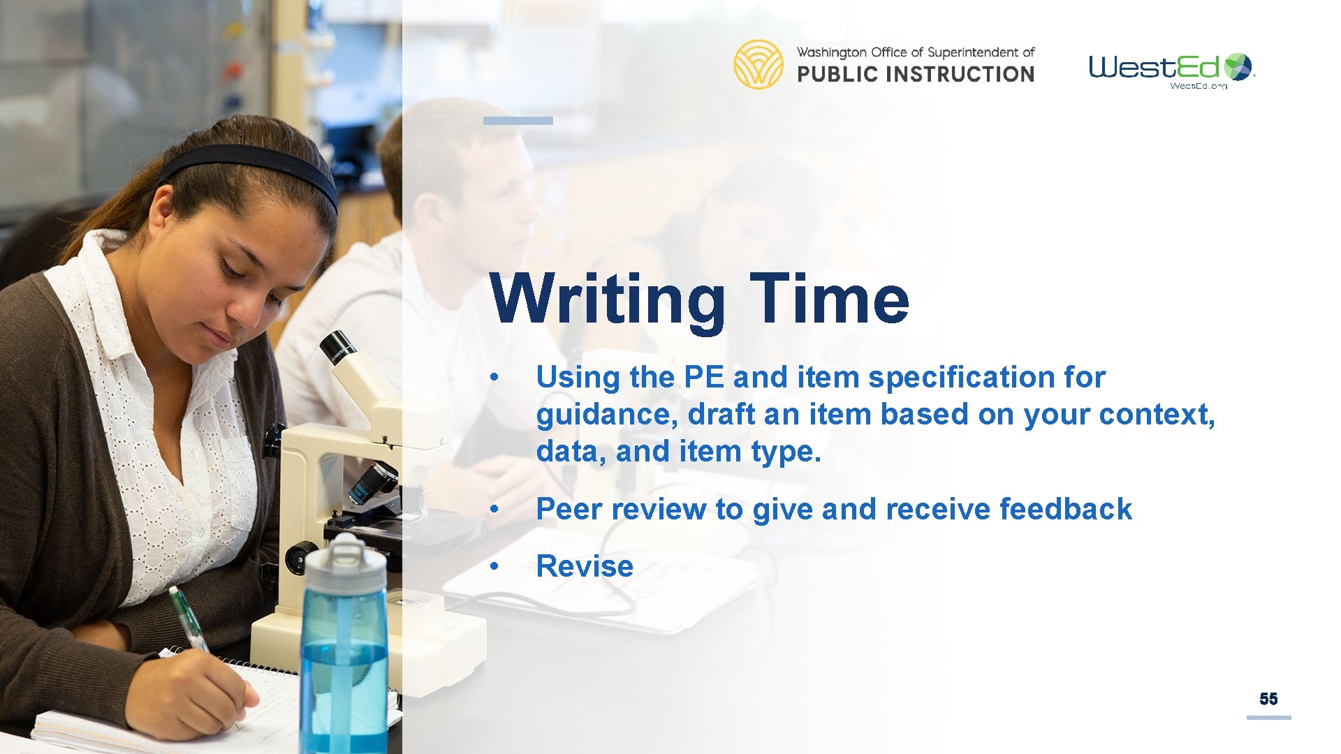 Writing Time • Using the PE and item specification for guidance, draft an item