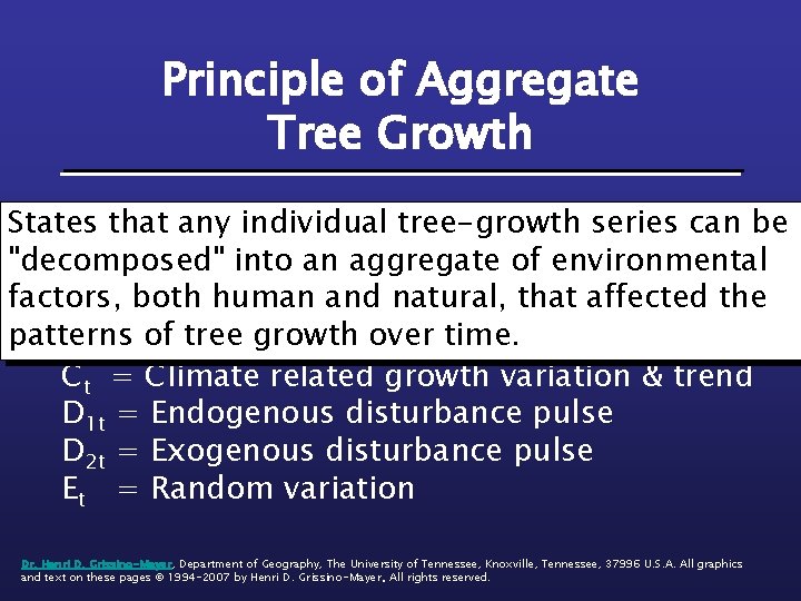 Principle of Aggregate Tree Growth States that any individual tree-growth series can be "decomposed"