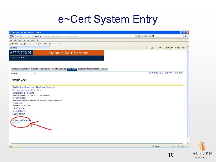 e~Cert System Entry 10 