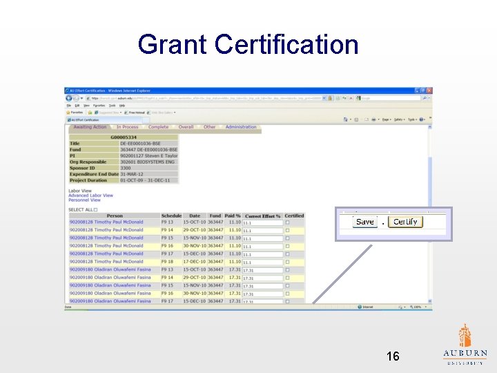 Grant Certification 16 