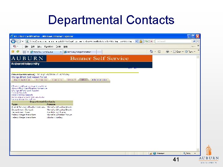 Departmental Contacts 41 