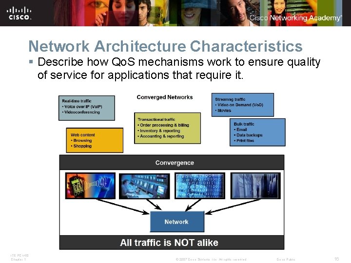 Network Architecture Characteristics § Describe how Qo. S mechanisms work to ensure quality of