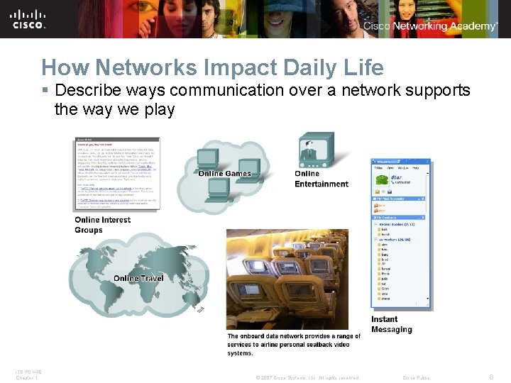 How Networks Impact Daily Life § Describe ways communication over a network supports the
