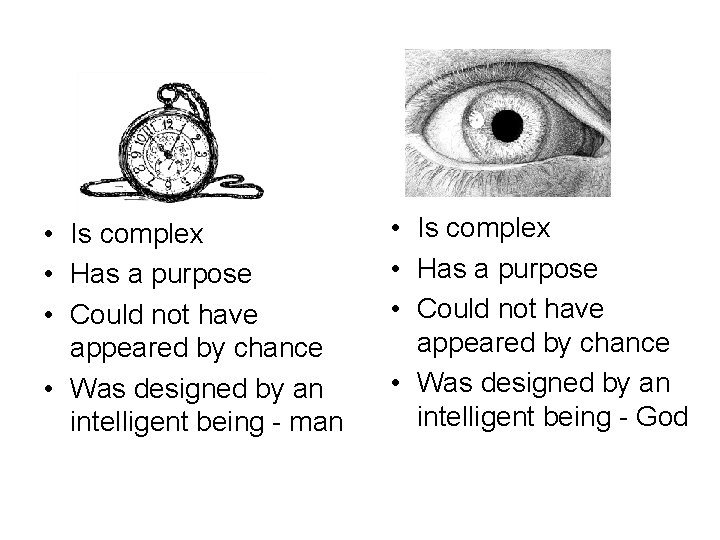  • Is complex • Has a purpose • Could not have appeared by