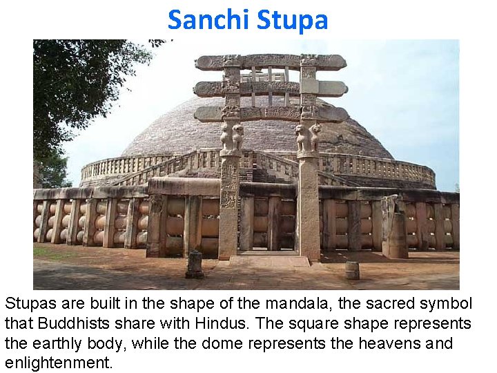 Sanchi Stupas are built in the shape of the mandala, the sacred symbol that