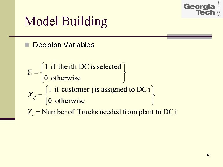 Model Building n Decision Variables 12 