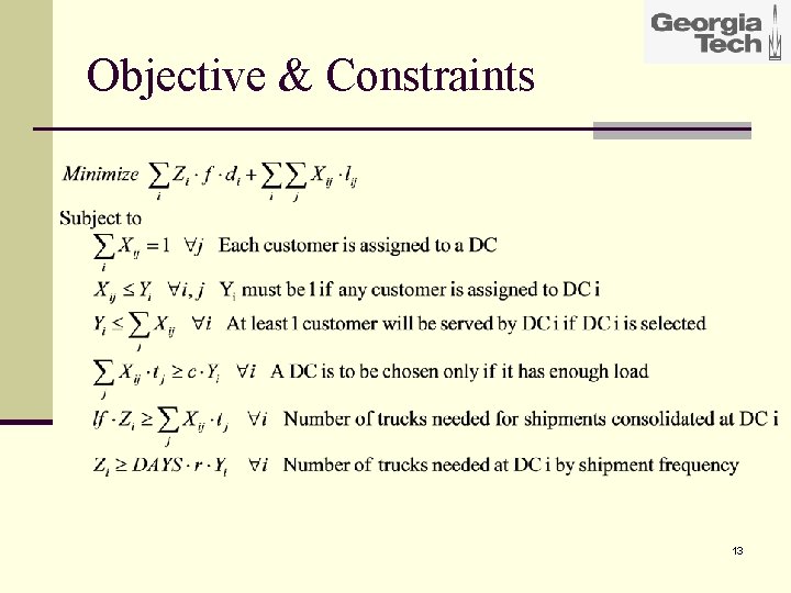 Objective & Constraints 13 