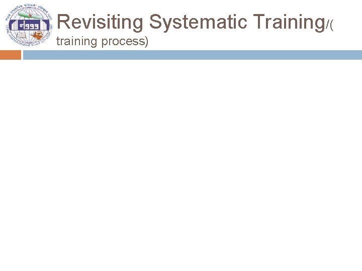 Revisiting Systematic Training/( training process) 