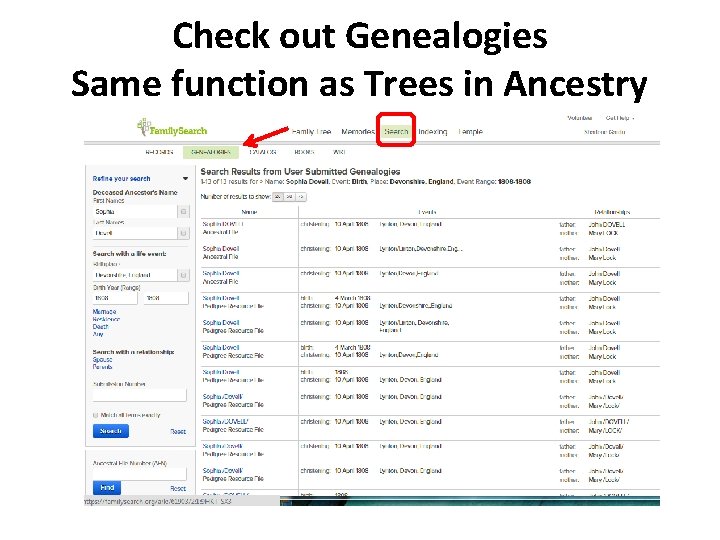 Check out Genealogies Same function as Trees in Ancestry 