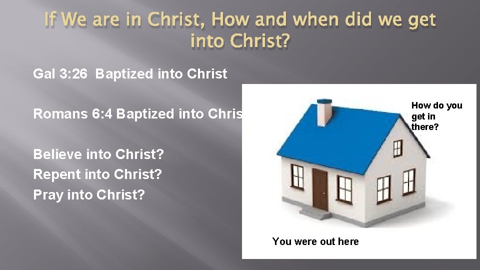 If We are in Christ, How and when did we get into Christ? Gal