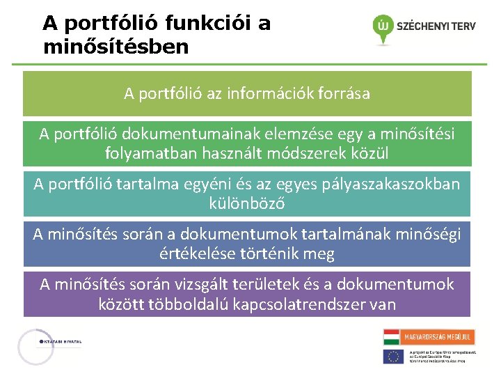 A portfólió funkciói a minősítésben A portfólió az információk forrása A portfólió dokumentumainak elemzése A portfólió funkciói a minősítésben A portfólió az információk forrása A portfólió dokumentumainak elemzése