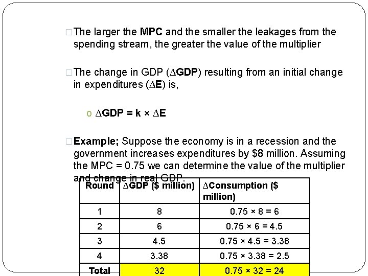 �The larger the MPC and the smaller the leakages from the spending stream, the