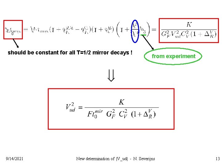 0 should be constant for all T=1/2 mirror decays ! from experiment 9/14/2021 New