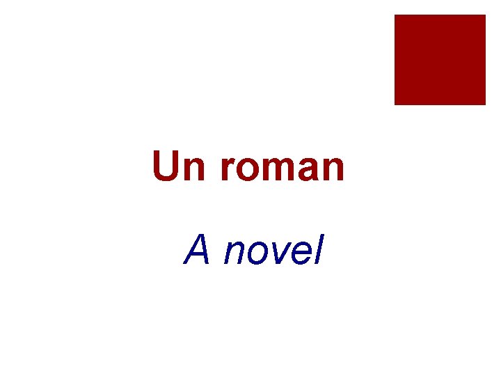 Un roman A novel 