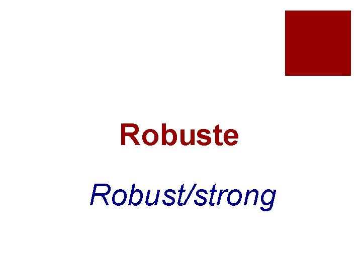 Robuste Robust/strong 