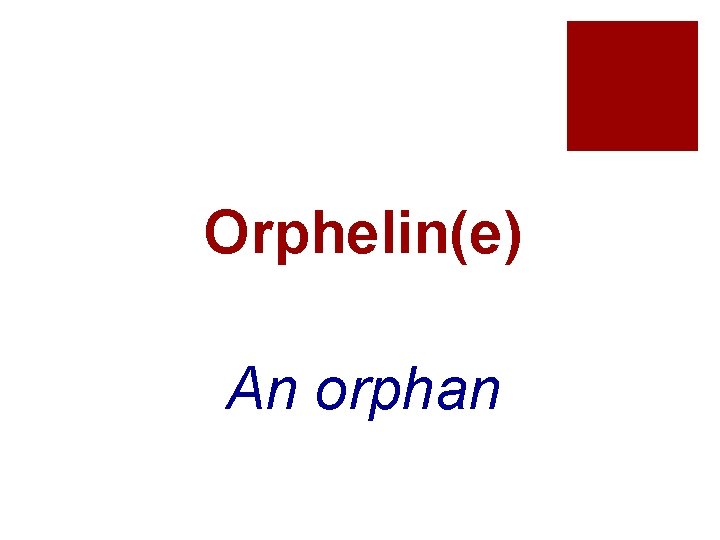 Orphelin(e) An orphan 