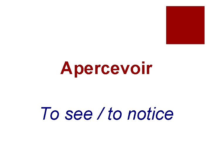 Apercevoir To see / to notice 