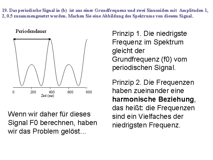 19. Das periodische Signal in (b) ist aus einer Grundfrequenz und zwei Sinusoiden mit