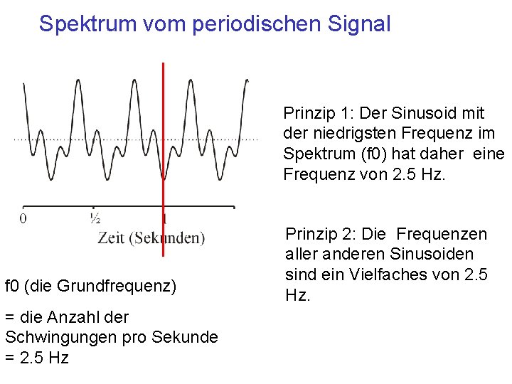 Spektrum vom periodischen Signal Prinzip 1: Der Sinusoid mit der niedrigsten Frequenz im Spektrum