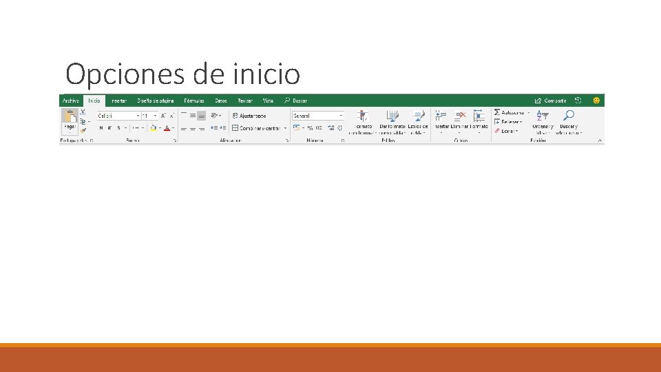 Opciones de inicio 