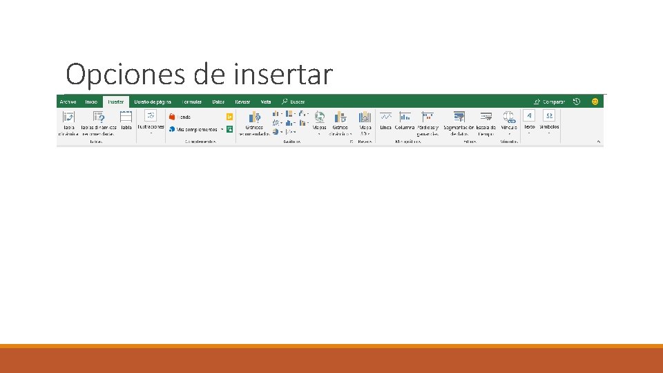 Opciones de insertar 
