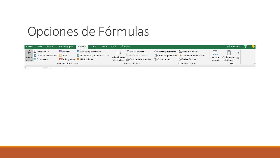 Opciones de Fórmulas 