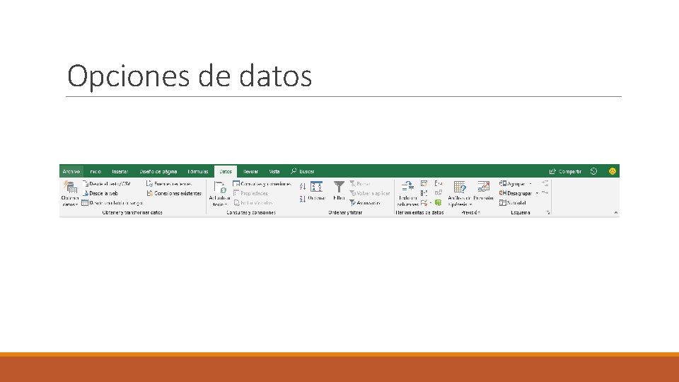 Opciones de datos 