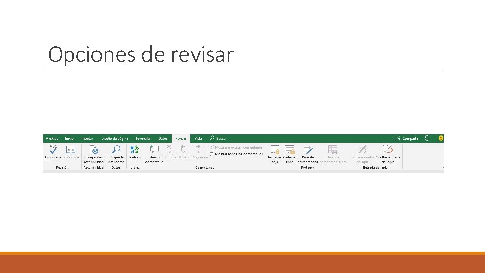 Opciones de revisar 