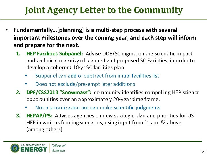 Joint Agency Letter to the Community • Fundamentally…[planning] is a multi-step process with several