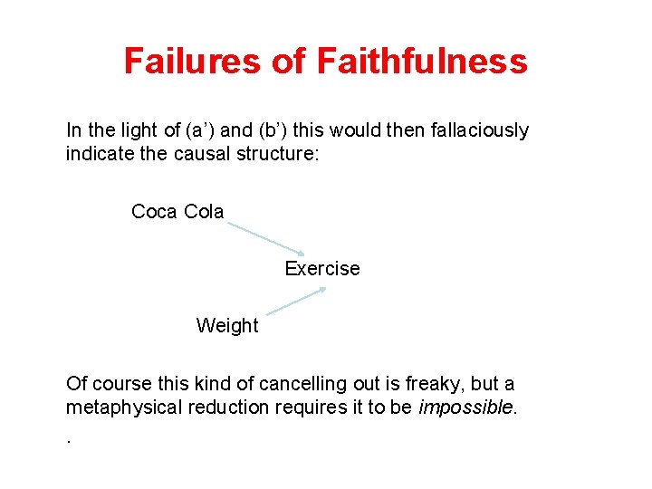 Failures of Faithfulness In the light of (a’) and (b’) this would then fallaciously