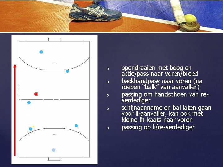 Opbouw: over linker balk o 2 o 3 o 1 o 4 5 o