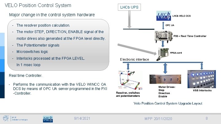 VELO Position Control System LHCb UPS Major change in the control system hardware -