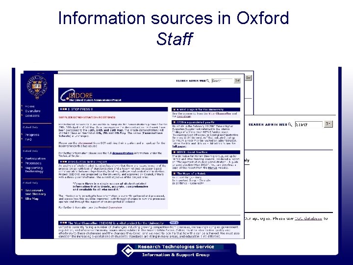 Information sources in Oxford Staff 