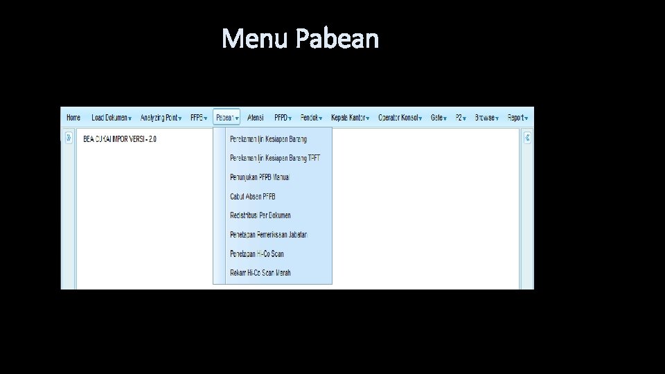 Menu Pabean Menu Pabean