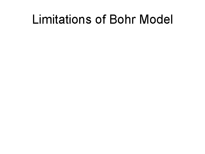 Limitations of Bohr Model 
