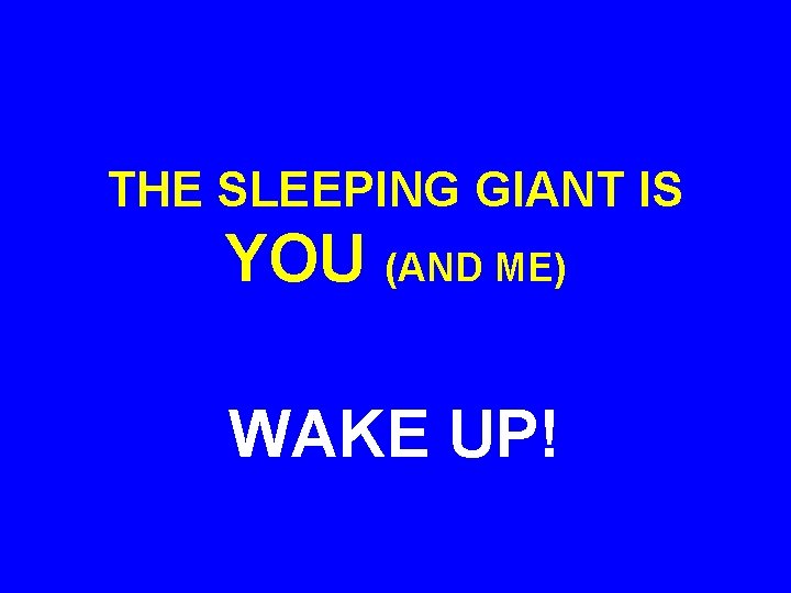 THE SLEEPING GIANT IS YOU (AND ME) WAKE UP! 