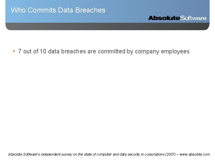 Who Commits Data Breaches • 7 out of 10 data breaches are committed by