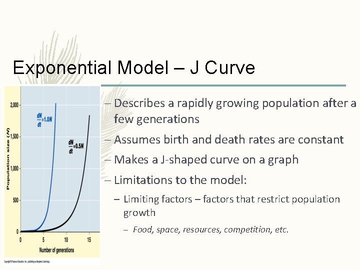 Exponential Model – J Curve – Describes a rapidly growing population after a few