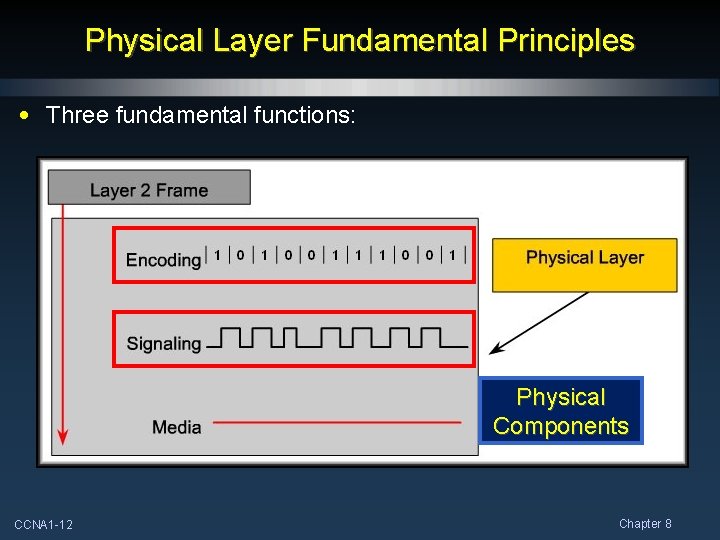 Physical Layer Fundamental Principles • Three fundamental functions: Physical Components CCNA 1 -12 Chapter