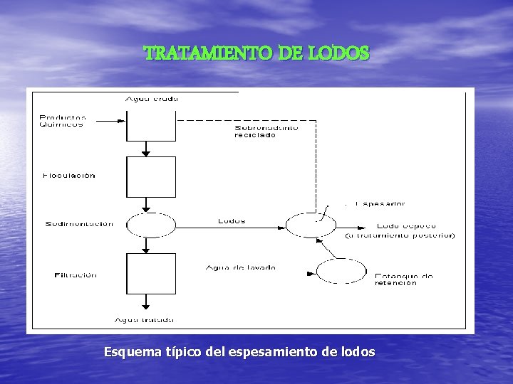 TRATAMIENTO DE LODOS Esquema típico del espesamiento de lodos 