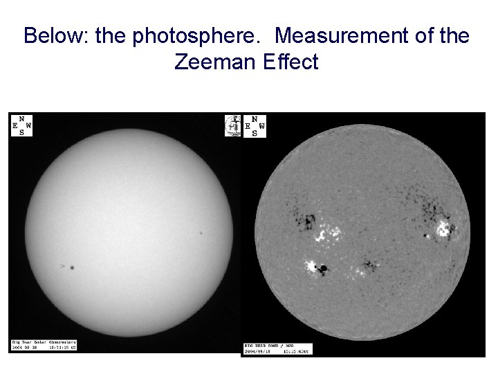 Below: the photosphere. Measurement of the Zeeman Effect 