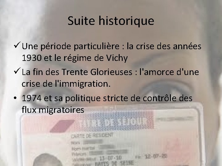 Suite historique ü Une période particulière : la crise des années 1930 et le